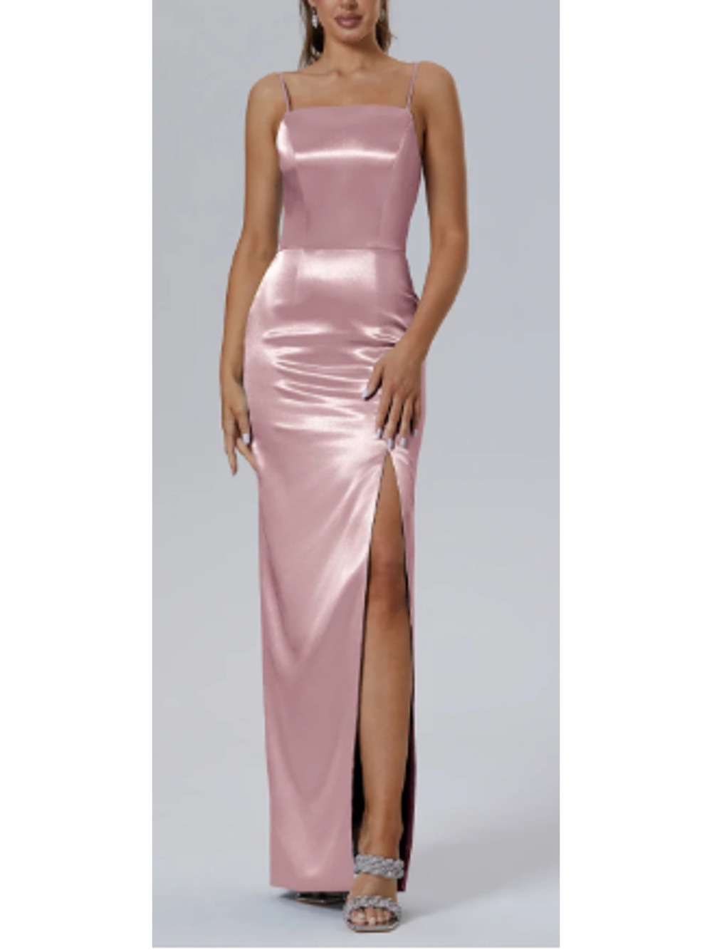 AW BRIDAL 0 XS rose quartz Bessie satin bridesmaid party maxi dress NEW 0b13